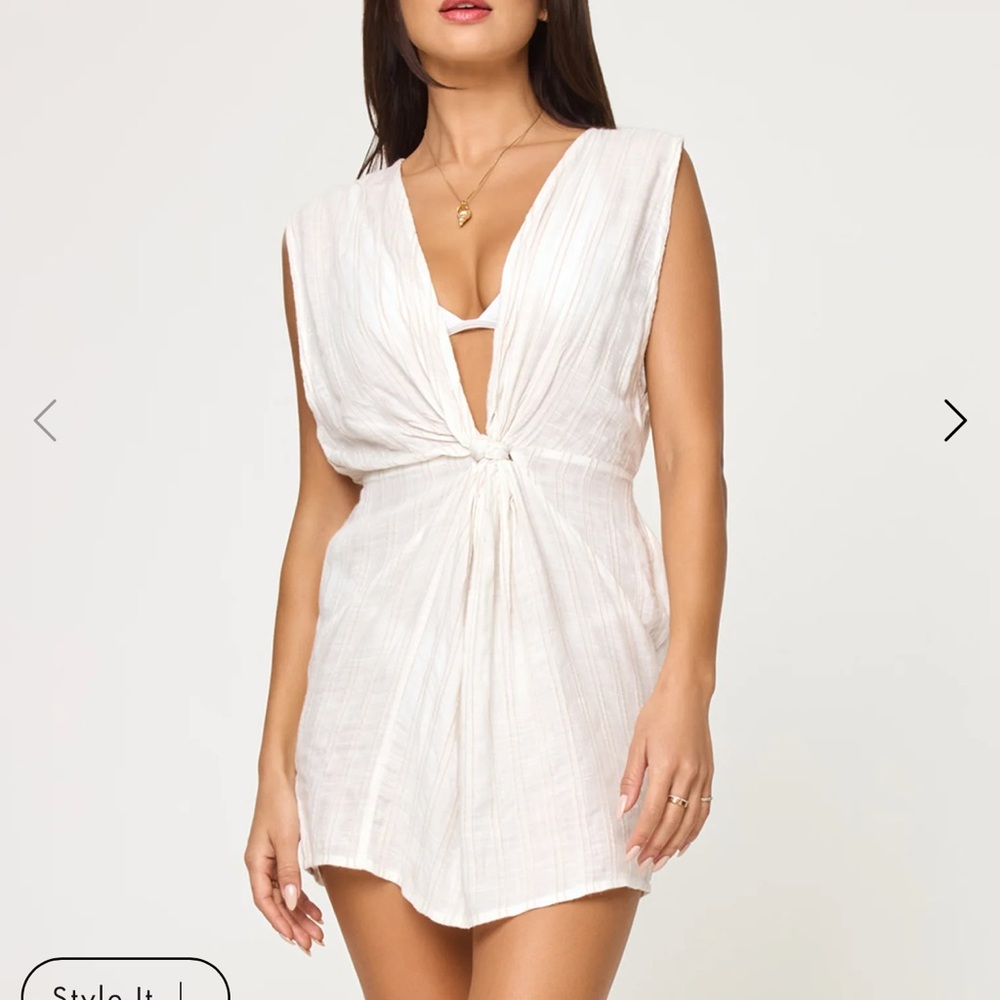 L*Space Cream Knot Front Coverup